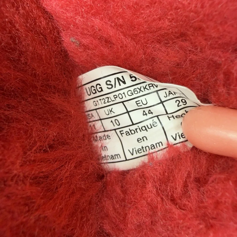 UGG Tasman Samba Red Suede Comfort Slip On Sheepskin Slippers Size 11 - Picture 10 of 14